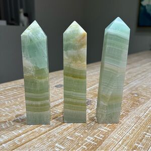 Bundle of 3 Pistachio Calcite Crystal Towers